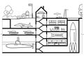 Linear sketch hidden underground millitary base